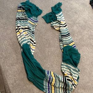 Talbots scarf, green, gold ivory, royal